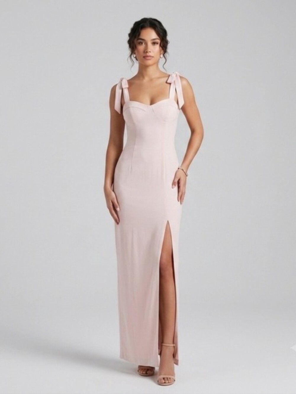 BHLDN /Anthropolgie Blush Pink Maxi Dress with Tie Straps